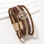 Boho multi-strand Tree of Life bracelet brown