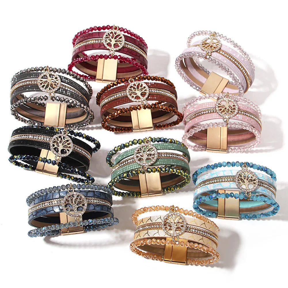 Boho multi-strand Tree of Life bracelet