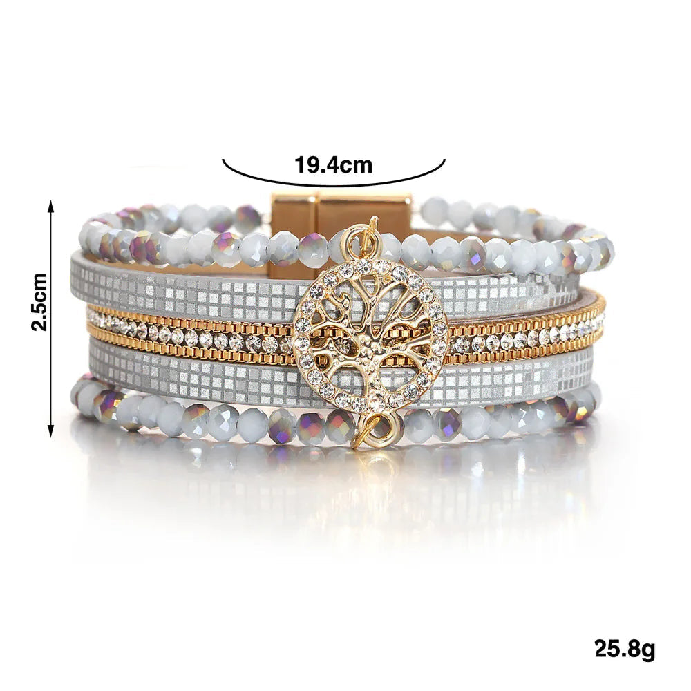 Boho multi-strand Tree of Life bracelet