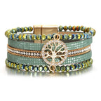 Boho multi-strand Tree of Life bracelet green