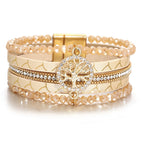 Boho multi-strand Tree of Life bracelet beige