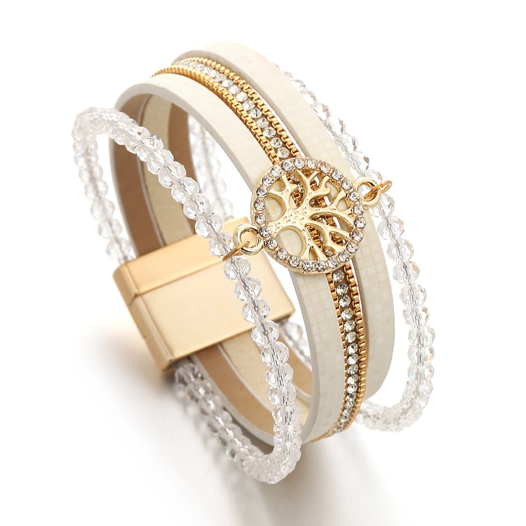 Boho multi-strand Tree of Life bracelet white