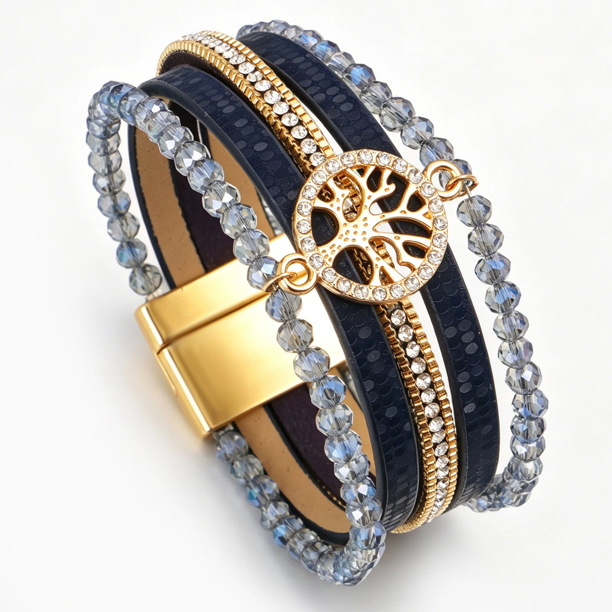 Boho multi-strand Tree of Life bracelet dark blue