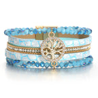 Boho multi-strand Tree of Life bracelet turquoise blue