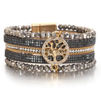 Boho multi-strand Tree of Life bracelet dark gray