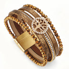 Boho multi-strand Tree of Life bracelet brown