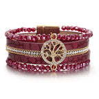 Boho multi-strand Tree of Life bracelet red
