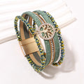 Boho multi-strand Tree of Life bracelet green