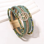 Boho multi-strand Tree of Life bracelet green