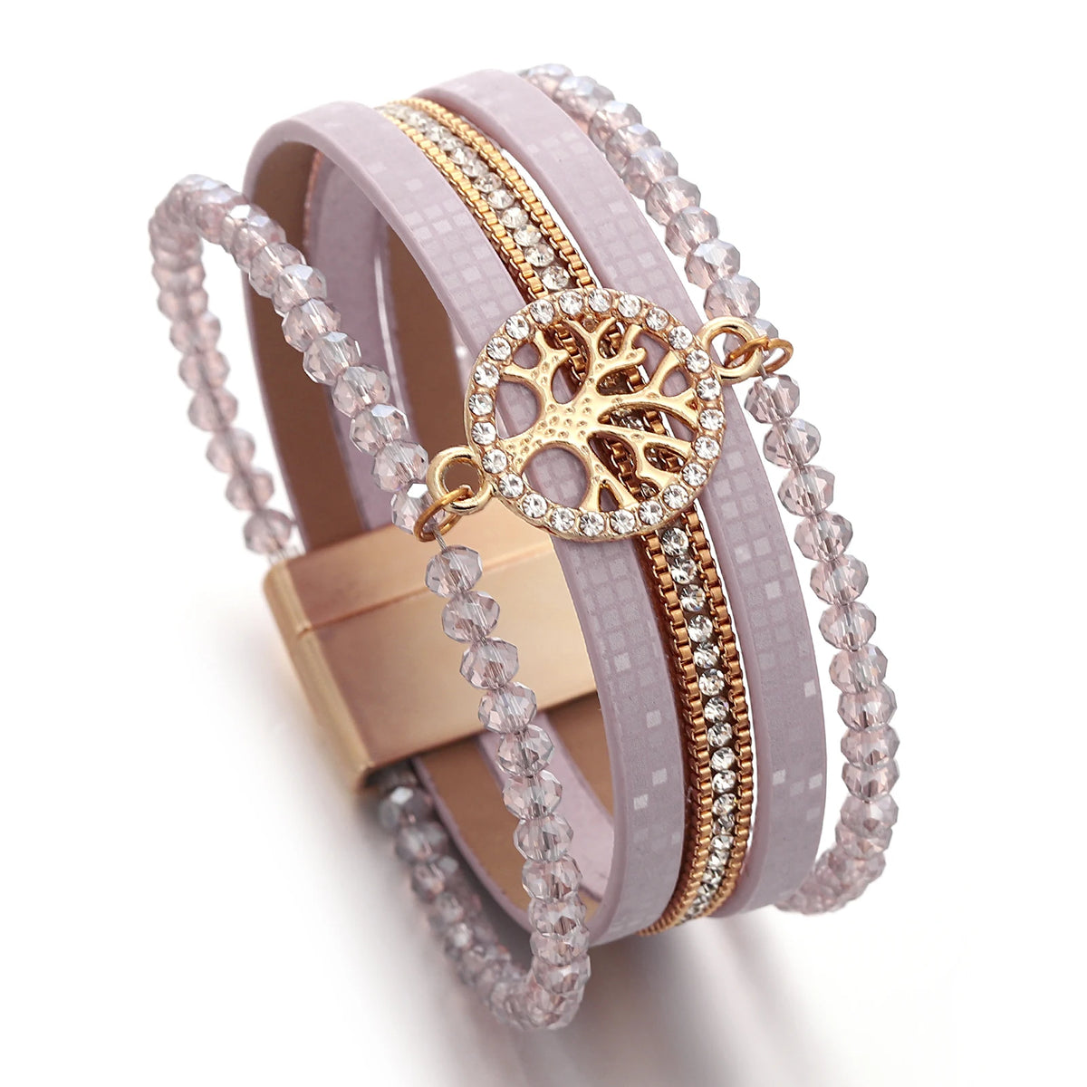 Boho multi-strand Tree of Life bracelet purple