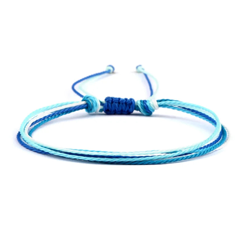 Handgefertigtes brasilianisches blaues Armband in Weiß und Blau