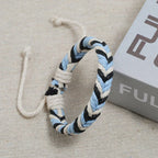 Bracelet Brésilien en Fil de Coton Effet Naturel bleu