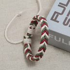 Bracelet Brésilien en Fil de Coton Effet Naturel rouge
