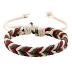 Bracelet Brésilien en Fil de Coton Effet Naturel rouge