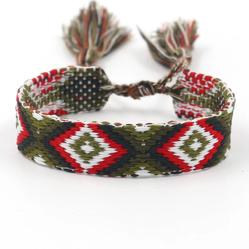 Breites brasilianisches Armband mit geometrischen Mustern schwarz