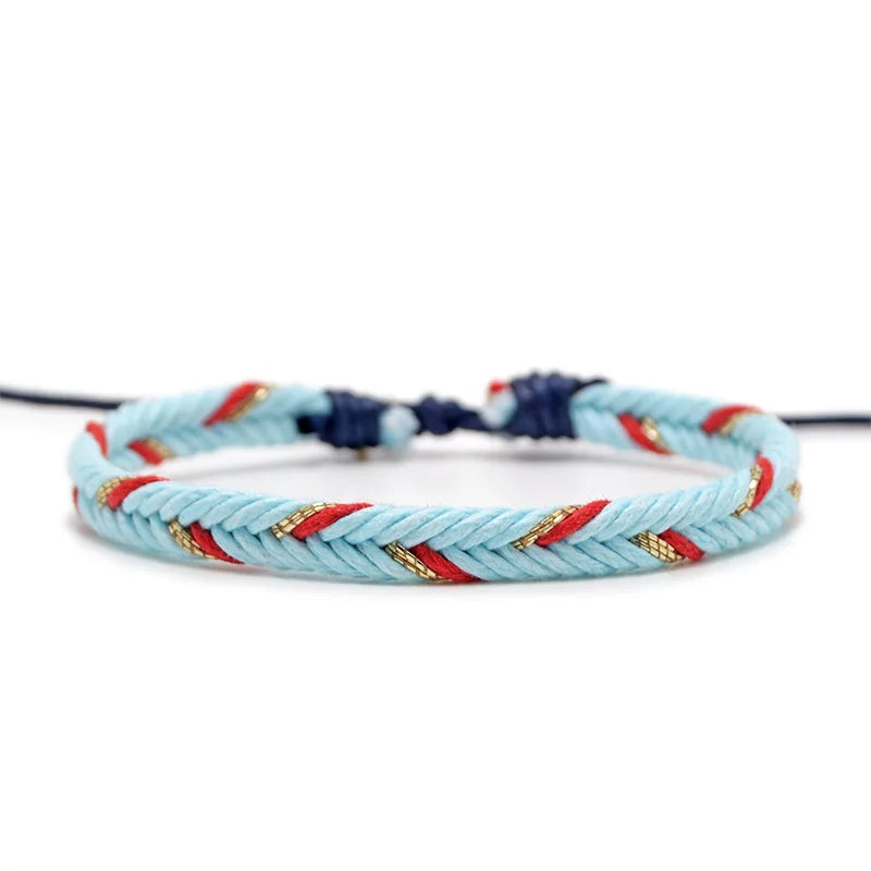 Bracciale brasiliano minimalista in filo di cotone blu 