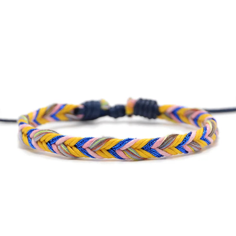 Bracciale brasiliano minimalista in filo di cotone giallo