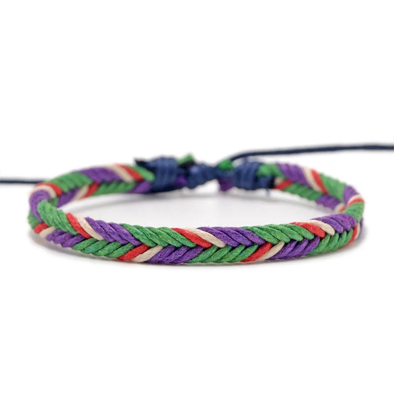 Bracciale brasiliano minimalista in filo di cotone viola