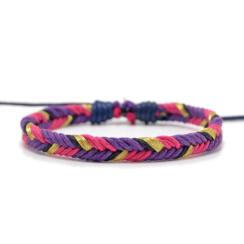 Bracciale brasiliano minimalista in filo di cotone viola
