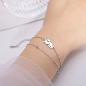 Bracelet Chat Argent et Or argent