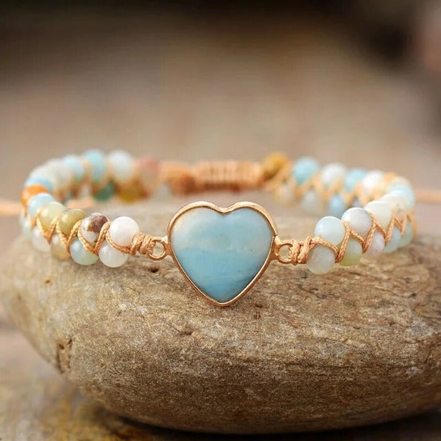 Bracelet Cœur de Guérison en Pierre Naturelle blanc