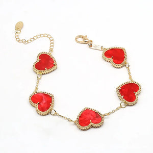 Bracelet Coeur Doré Femme rouge