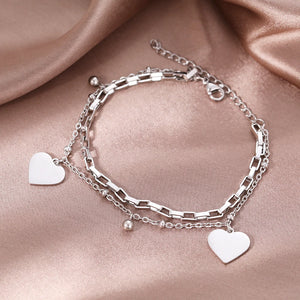 Bracelet Coeur Double Femme argent