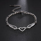 Bracelet coeur et ailes d'ange argent