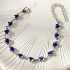 Bracelet coeurs émaillés argent et bleu