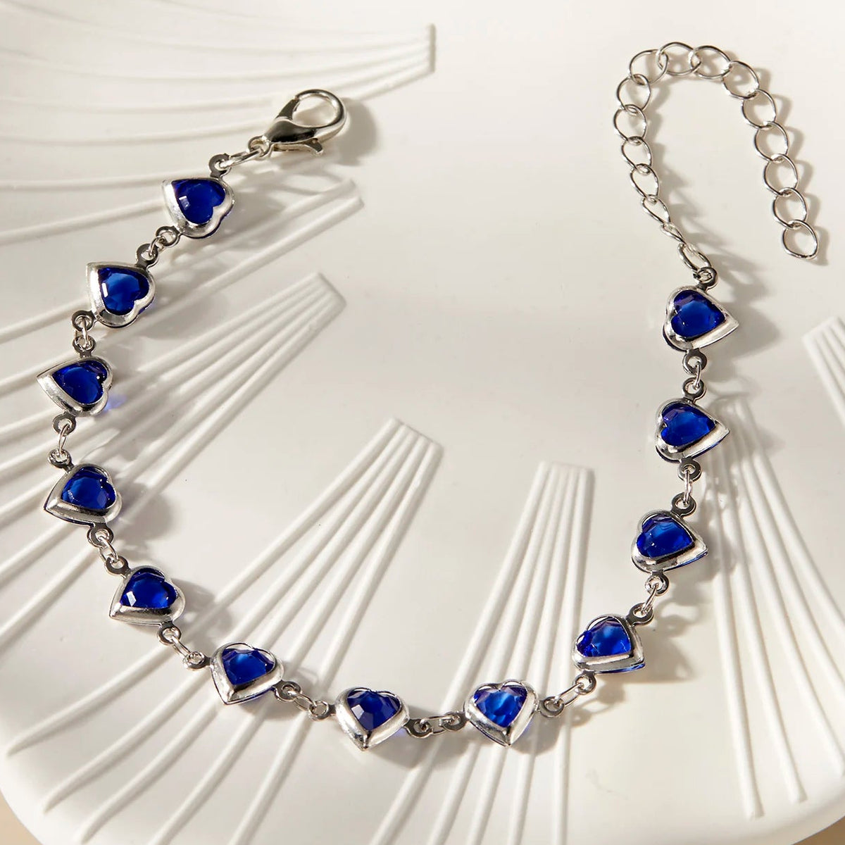 Bracelet coeurs émaillés argent et bleu
