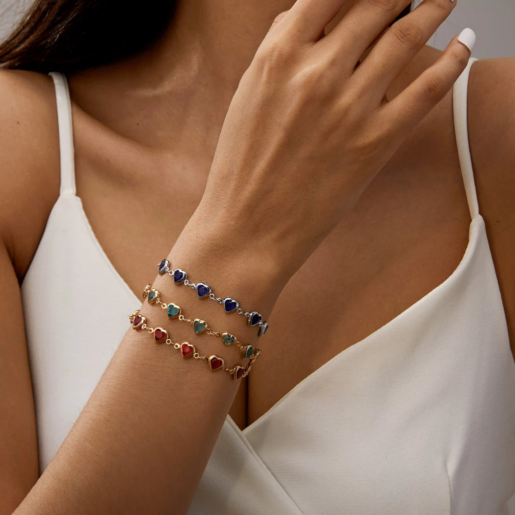 Bracelet coeurs émaillés