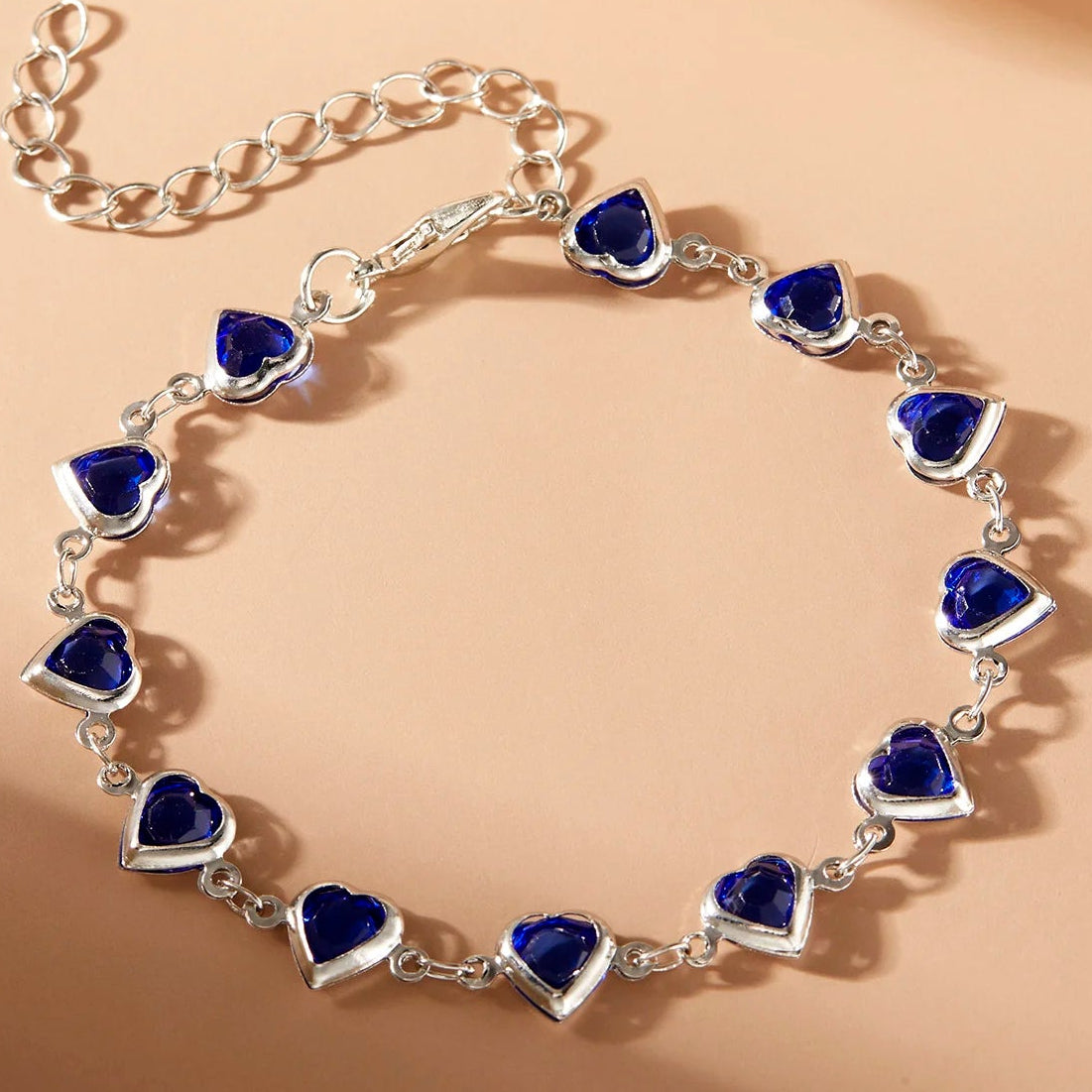 Bracelet coeurs émaillés argent et bleu