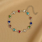 Bracelet coeurs émaillés argent et multicolore