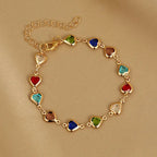 Bracelet coeurs émaillés or et multicolore