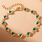 Bracelet coeurs émaillés or et vert