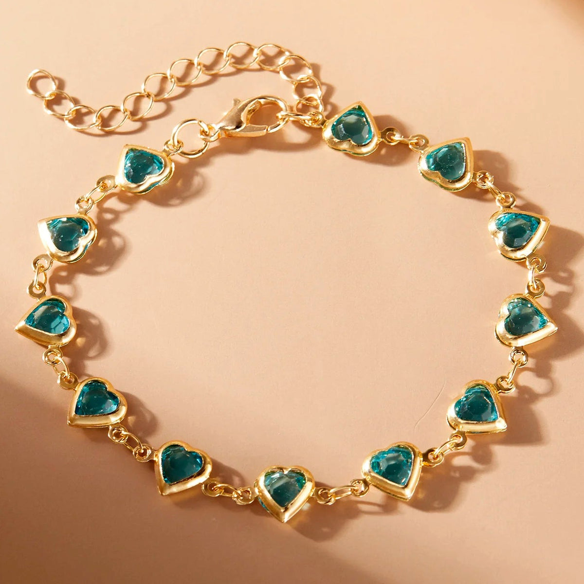 Bracelet coeurs émaillés or et vert