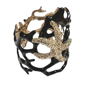 Bracelet Corail et Etoile de Mer noir
