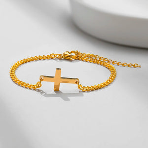 Bracelet Croix Chaîne Gourmette Homme Ou Femme or