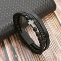 Armband Kruis Rozenkrans Natuurlijke Steentjes En Leder
