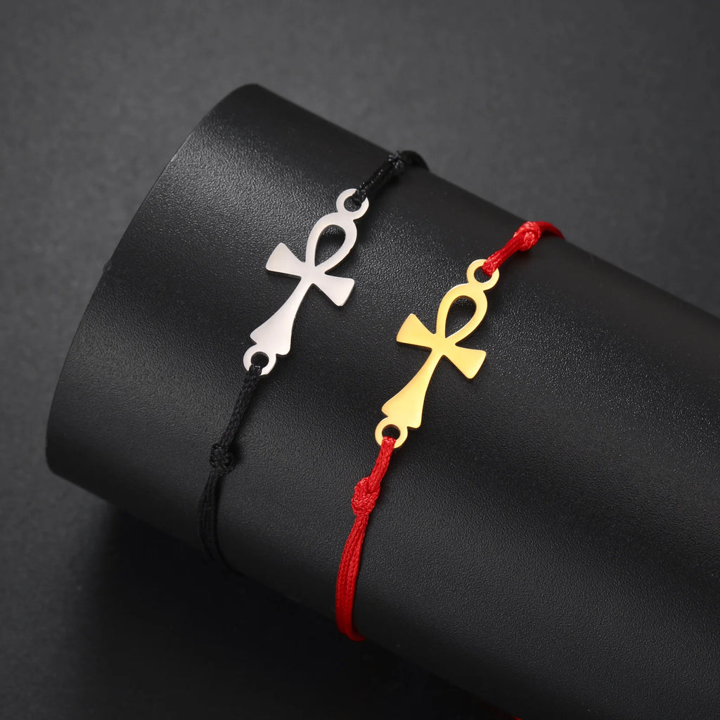 Bracelet Croix d'Ankh Egypte rouge