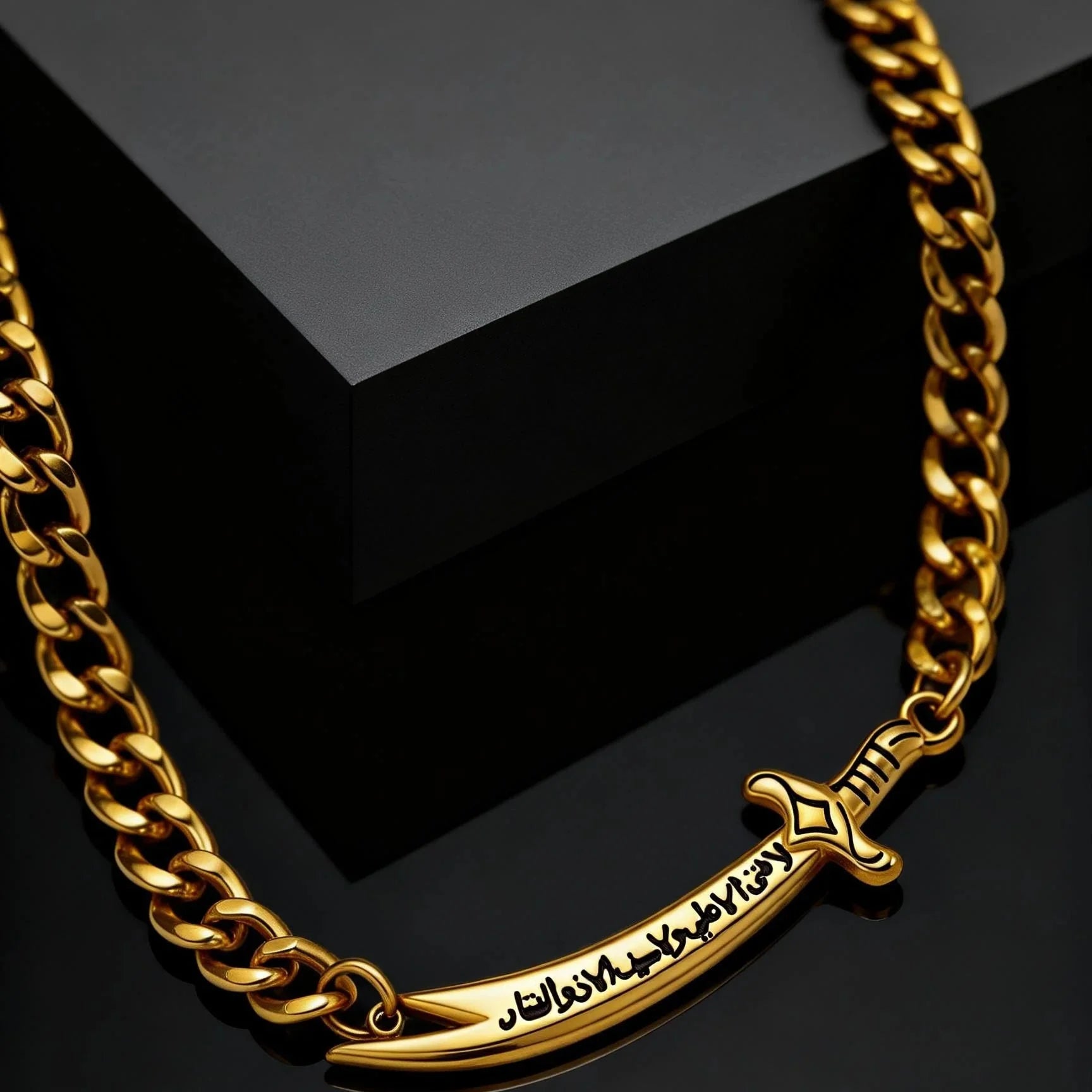 Bracciale cubano da uomo con spada Ali Zulfiqar araba oro