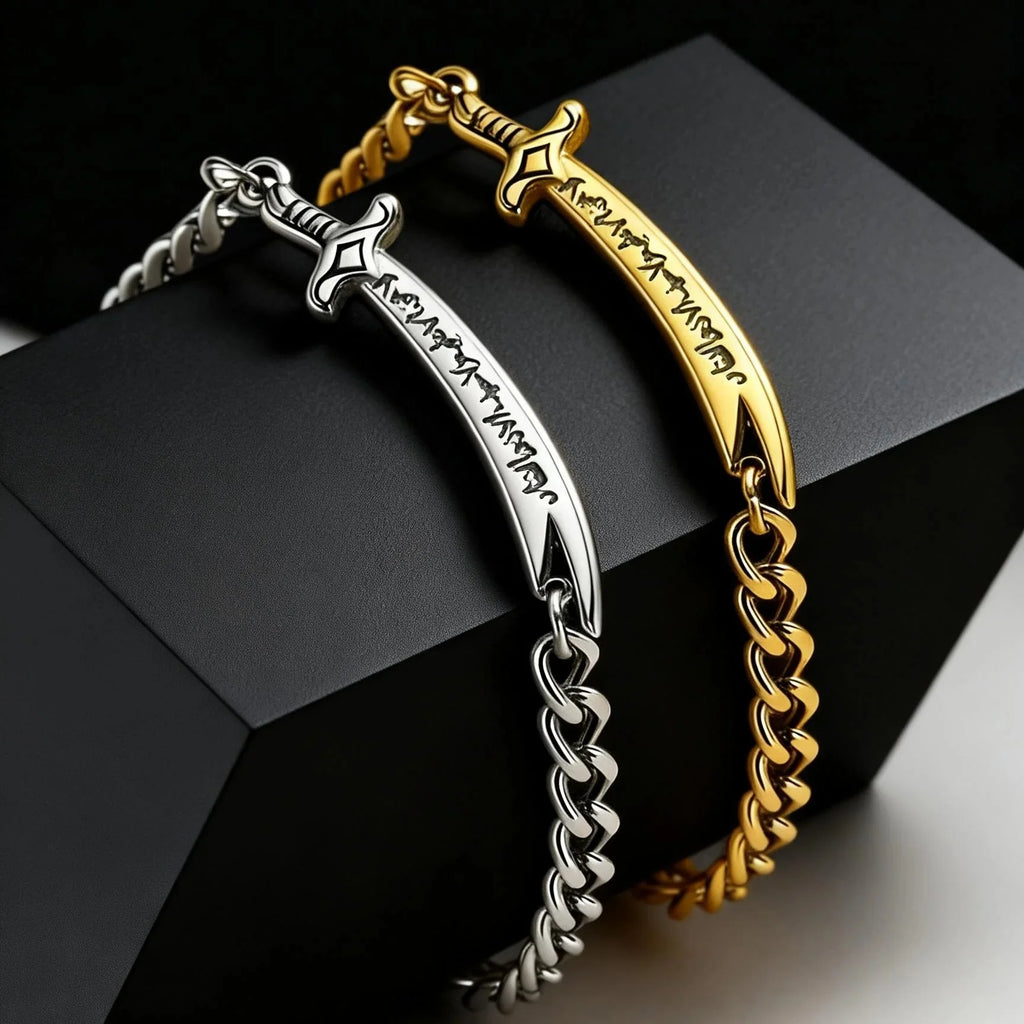 Bracciale cubano da uomo con spada Ali Zulfiqar araba oro