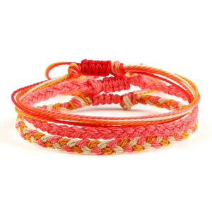 Bracelet de Chance Tibétain Tressé 9 Coloris rouge