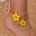 Women's yellow flower anklet