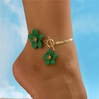 Women's green flower anklet