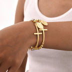Bracelet de Foi avec croix et médaille de la Vierge Marie or