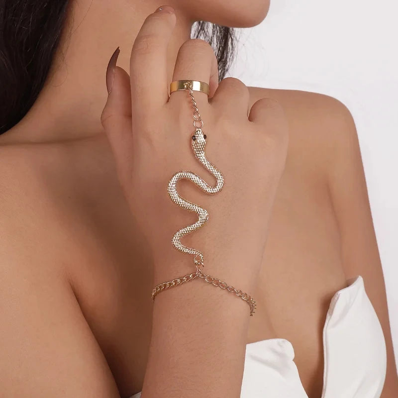 AFCJLTO - Bracelets Chaîne Serpent Réglables Pour Femmes - Lot De 5 Bijoux Fantaisie Empilables En Argenté - Idéal Cadeau Fille, Femme