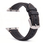 Bracelet de remplacement pour Apple Watch en cuir classique noir argent