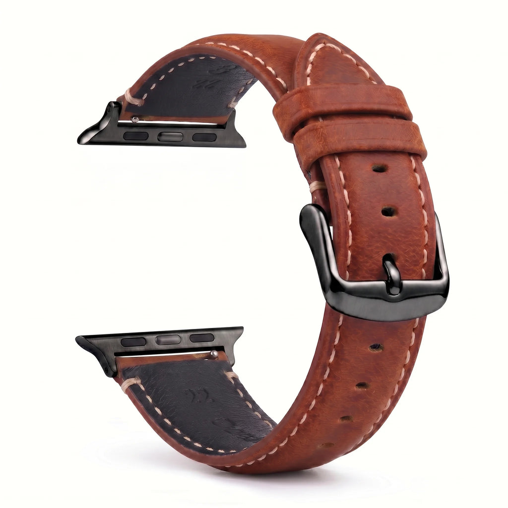 Bracelet de remplacement pour Apple Watch en cuir classique marron noir