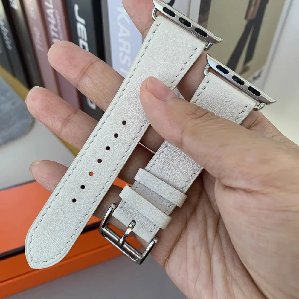 Udskiftningsrem til Apple Watch i læder til kvinder og mænd i hvid